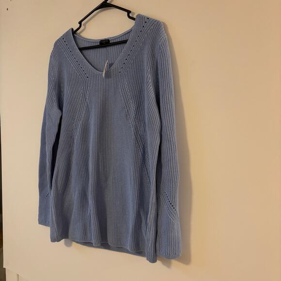 NWT Talbots Shaker Stitch Cable Knit Long Sleeve Sweater 1X V Neck 100% Cotton - Picture 4 of 8